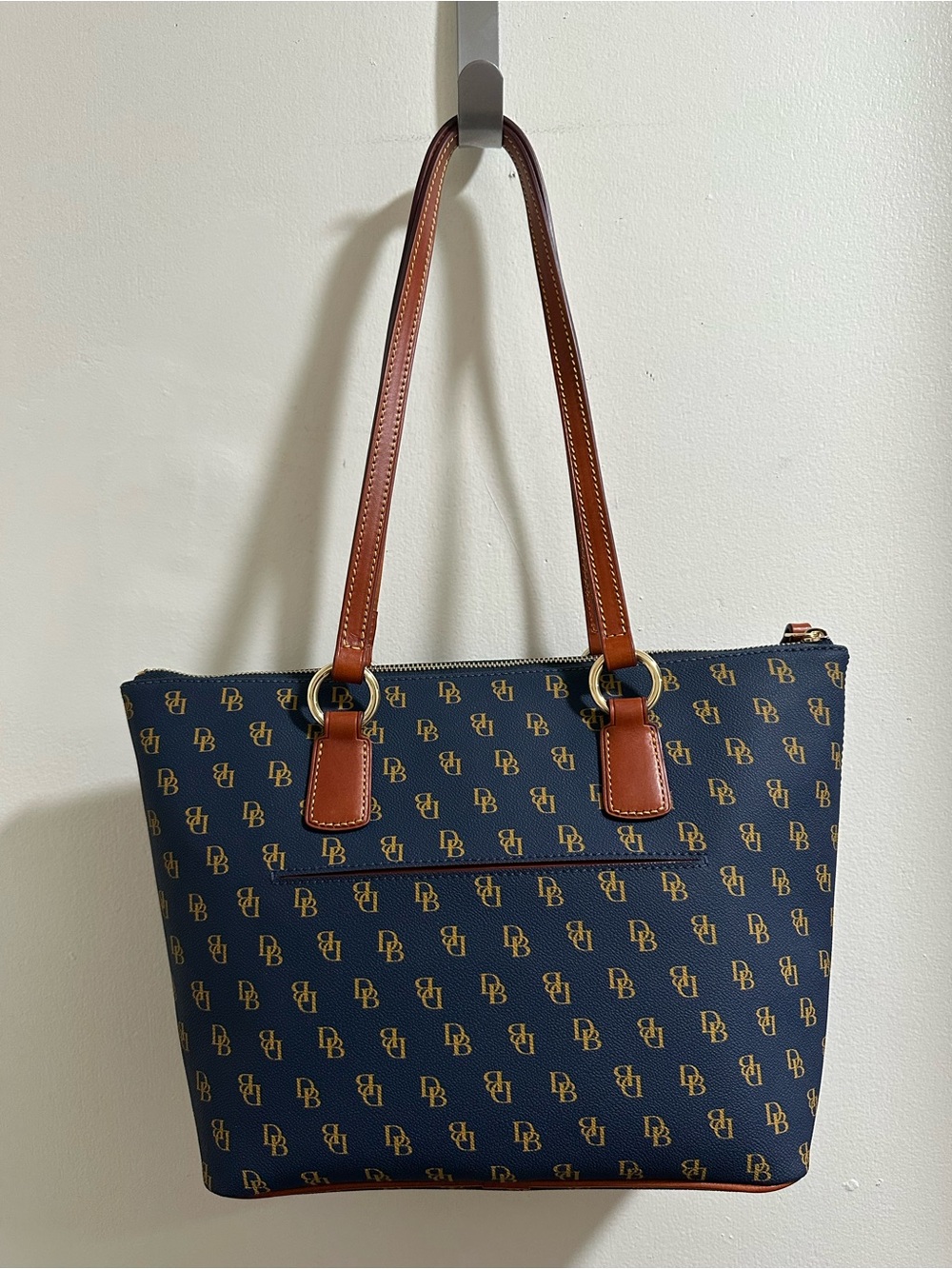Dooney & Bourke Navy and Brown Signature Tote - Picture 16 of 16